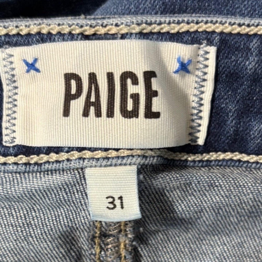 PAIGE Cindy Crop High Rise Striaght Leg Jeans Blue Denim Size 31 - Picture 4 of 5